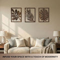 Modern Wooden Wall Sculptures - Set of 3 - Home Decor Accent - Large Wall Art for Living Room, Bedroom, Office - Easy Installation