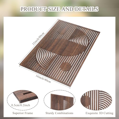 Yerliker 3 Pcs Mid Century Modern Wood Wall Art Decorations 3D Geometric Abstract Wall Sculpture for Living Room Bedroom Office Minimalist Aesthetic (Mid-century Modern,15.75 x 15.75 x 1.97 Inch)